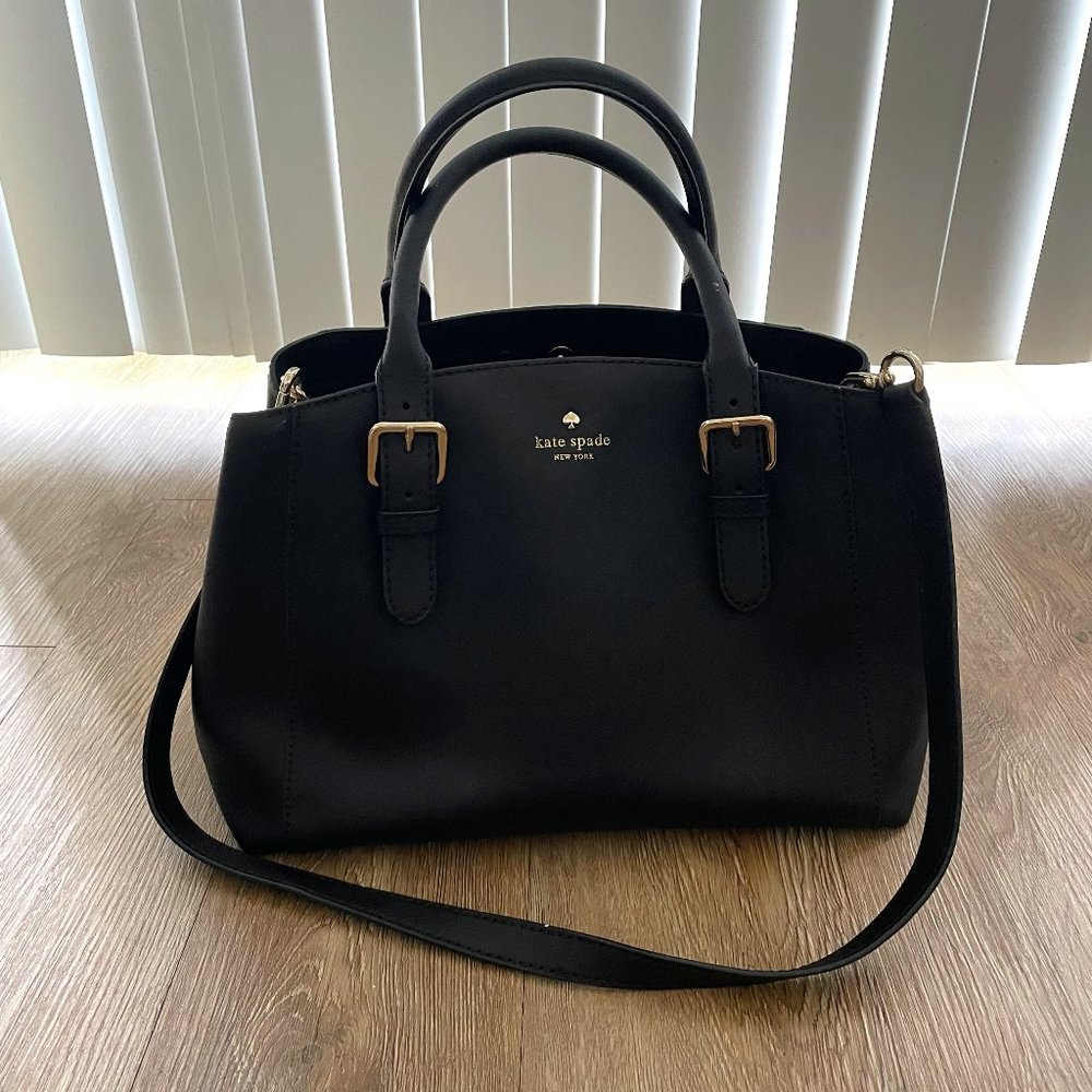 Kate Spade Leather Satchel Purse - Charlotte Street Sloan in Black